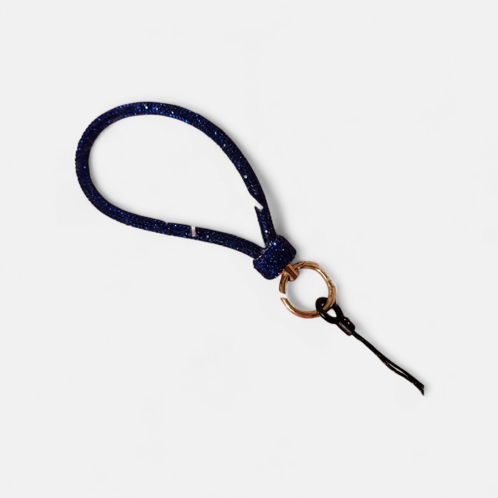 Blue Glitter Wristlet Keychain